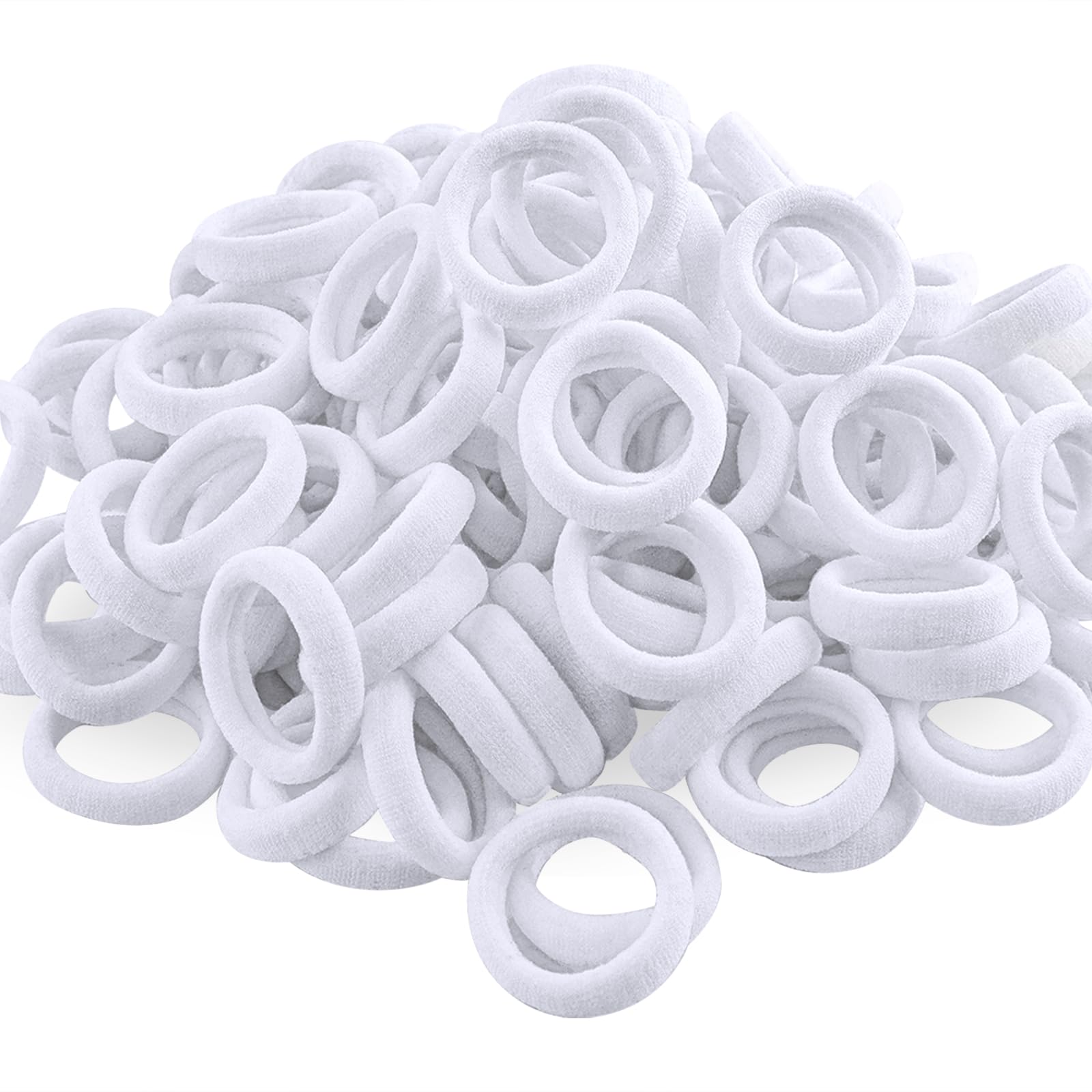 QRTVI baby hair ties white pack, gentle on hair for daily use.