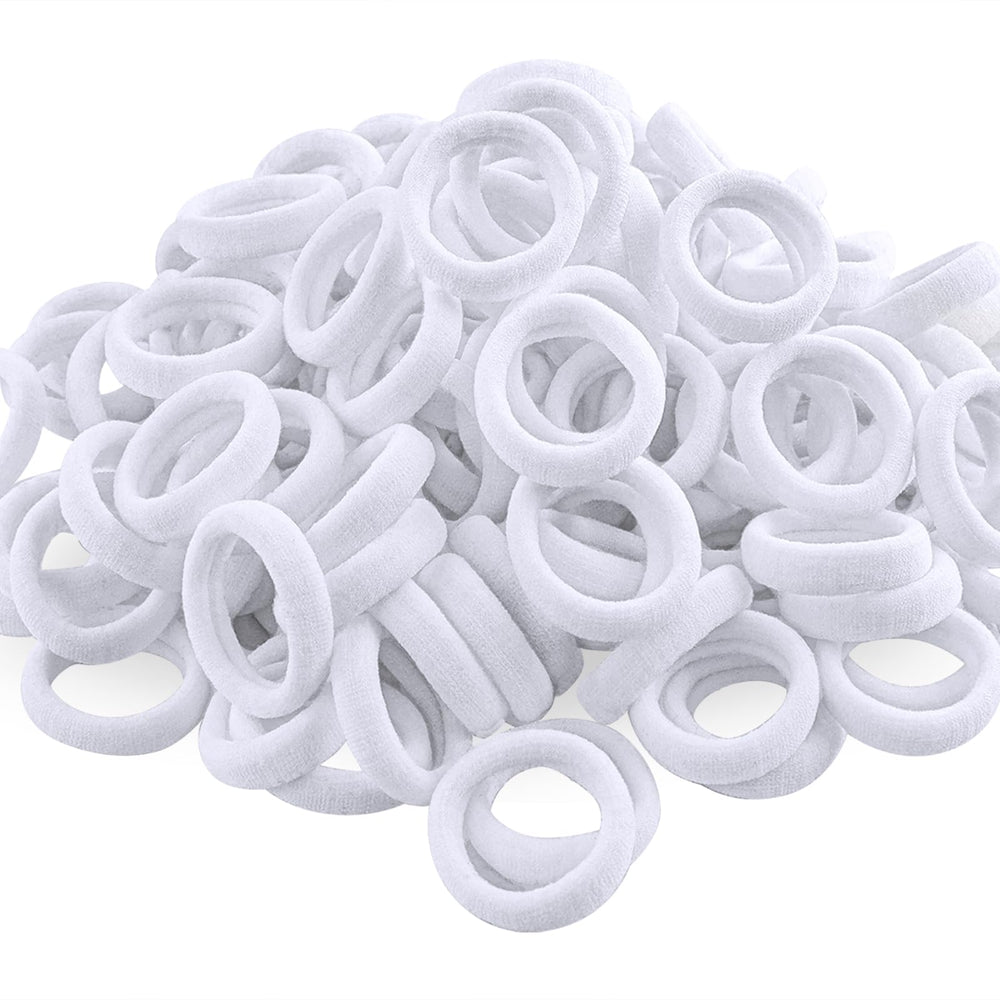 QRTVI baby hair ties white pack, gentle on hair for daily use.