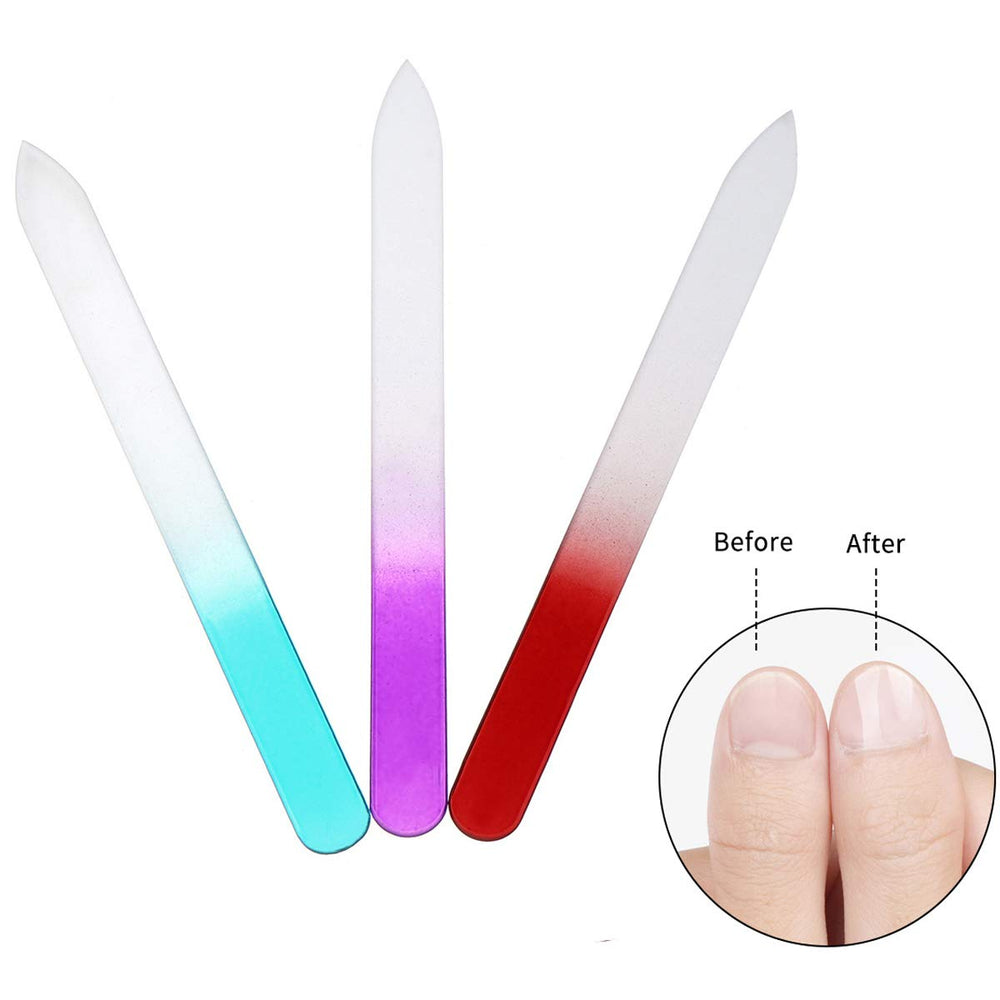 QRWT crystal glass nail file in plastic pack, ideal for travel.
