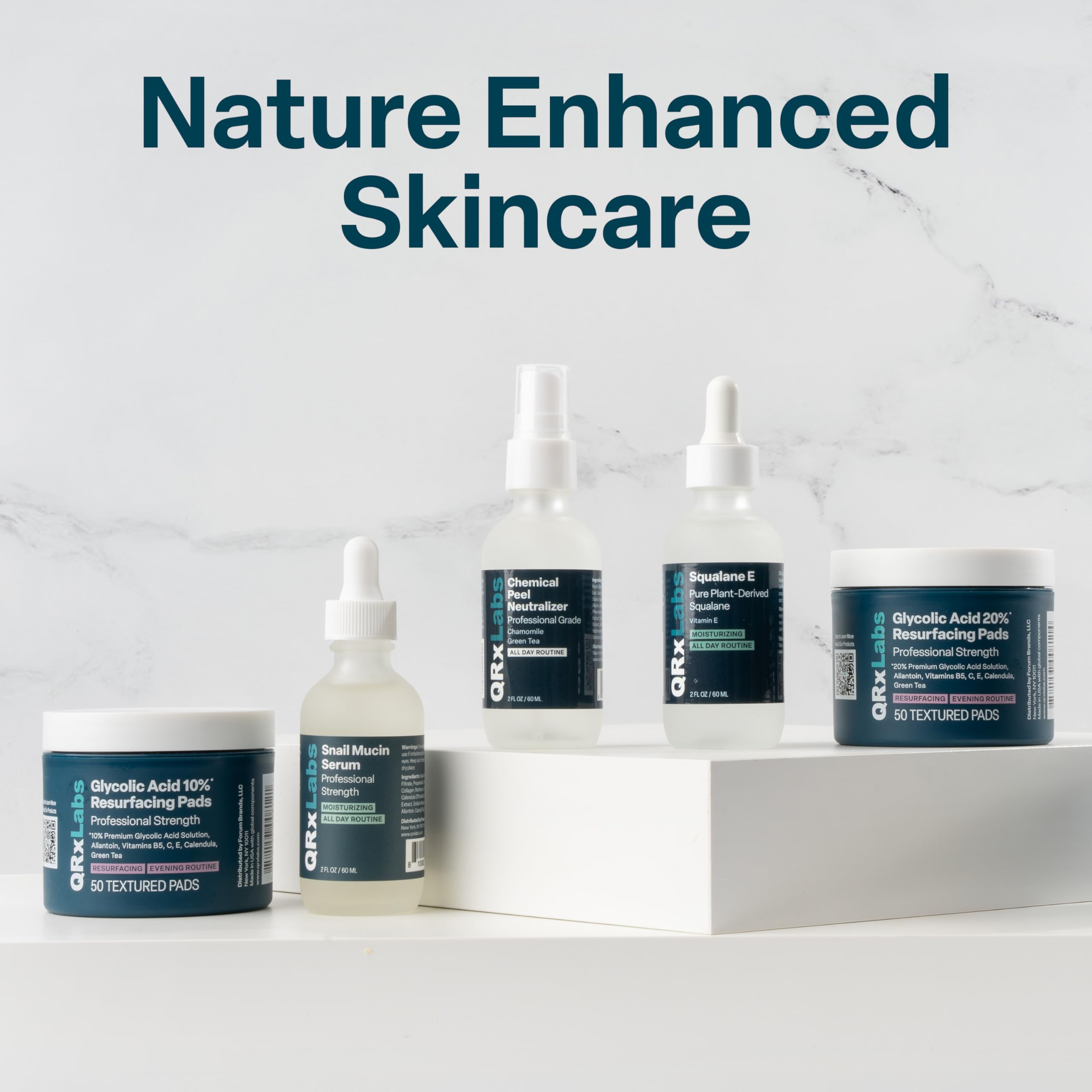 QRxLabs Glycolic Pads on vanity for daily use