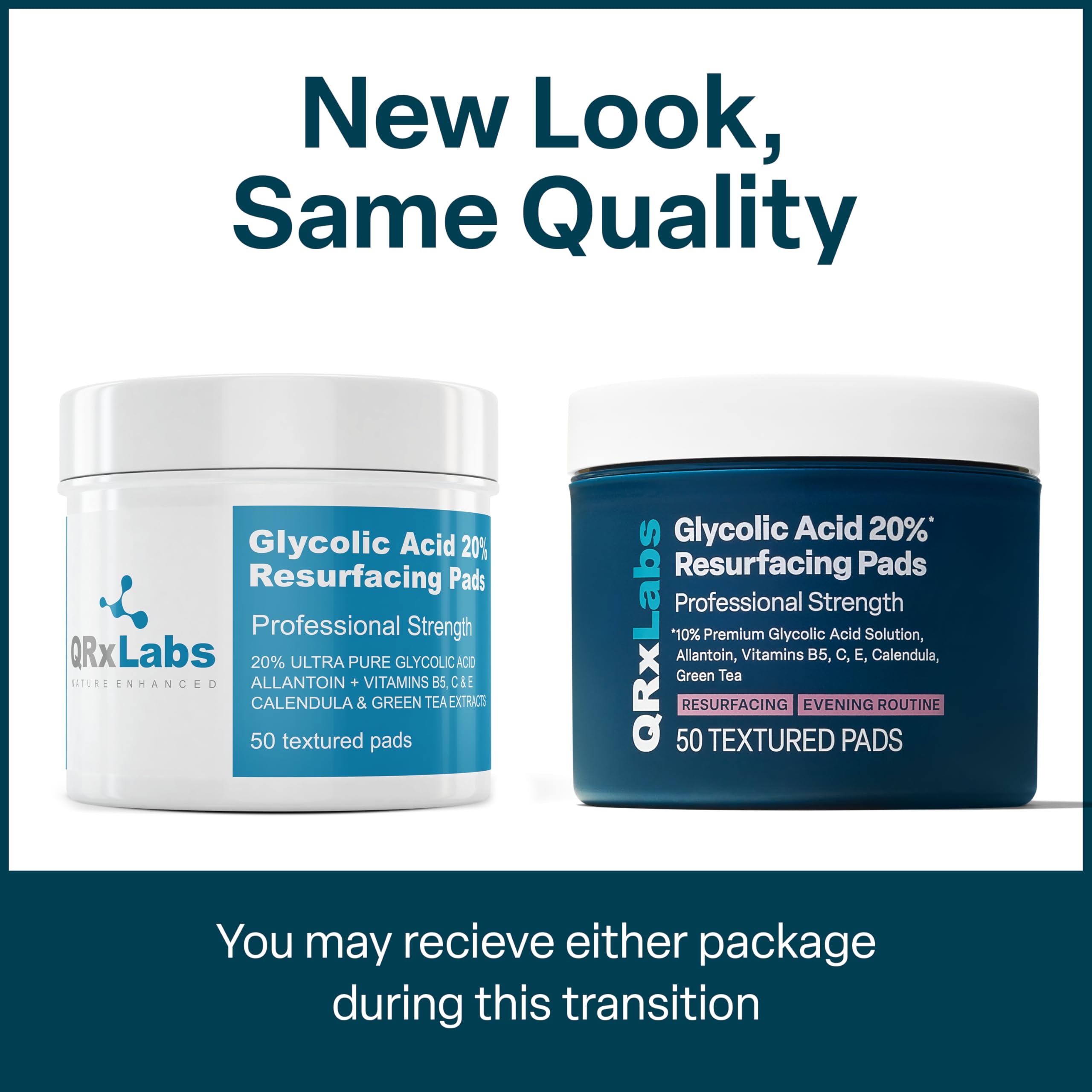 QRxLabs Glycolic Pads nonwoven pad texture ready for gentle resurfacing