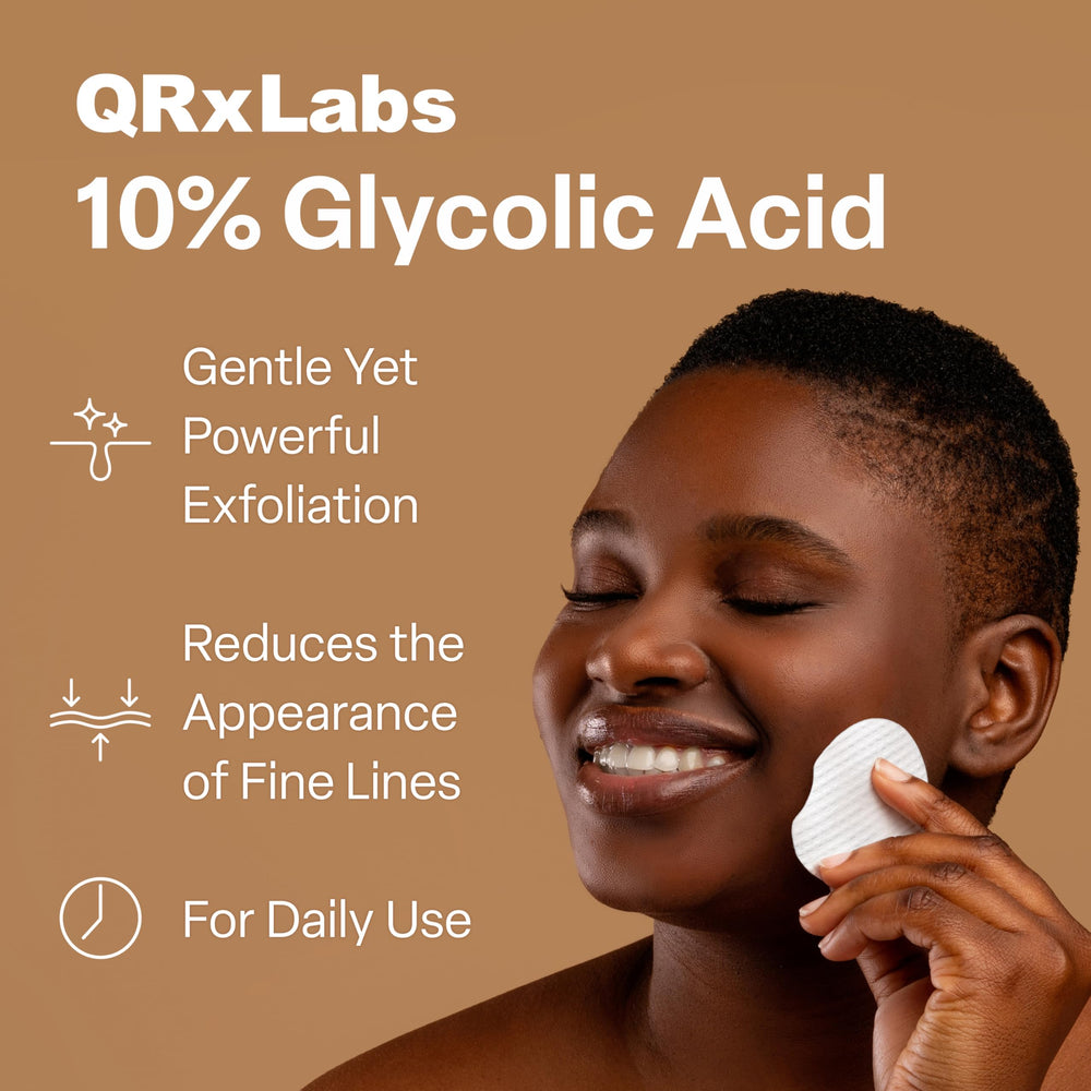QRxLabs Glycolic Pad on skin for gentle exfoliation