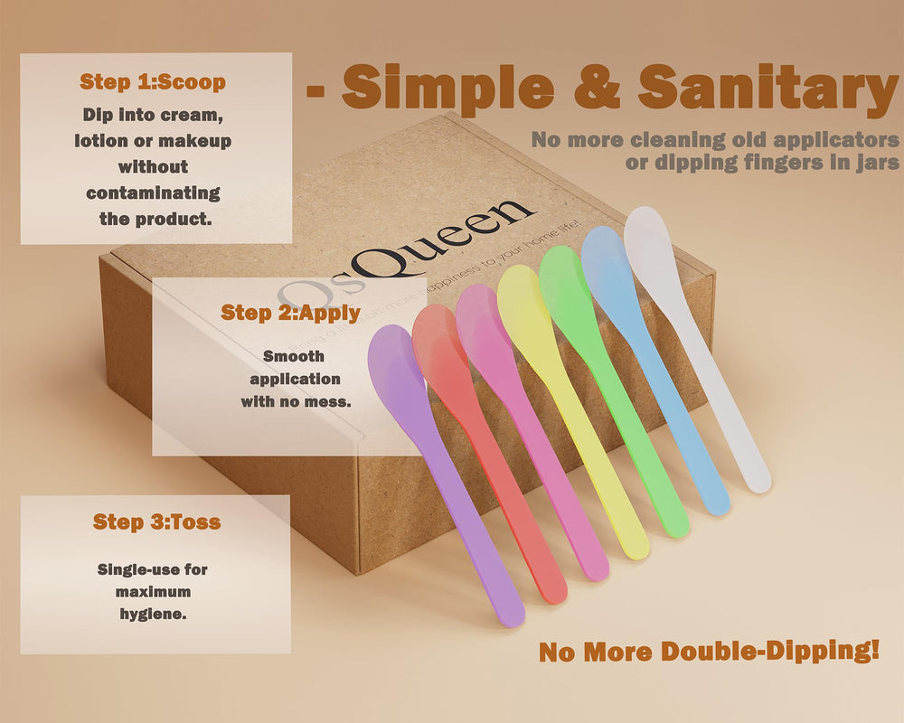 QsQueen herramientas reutilizables para mezclar productos de cuidado facial.