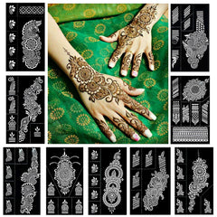 QSTOHENA henna stencil collection for hands and forearms, enabling easy temporary designs.