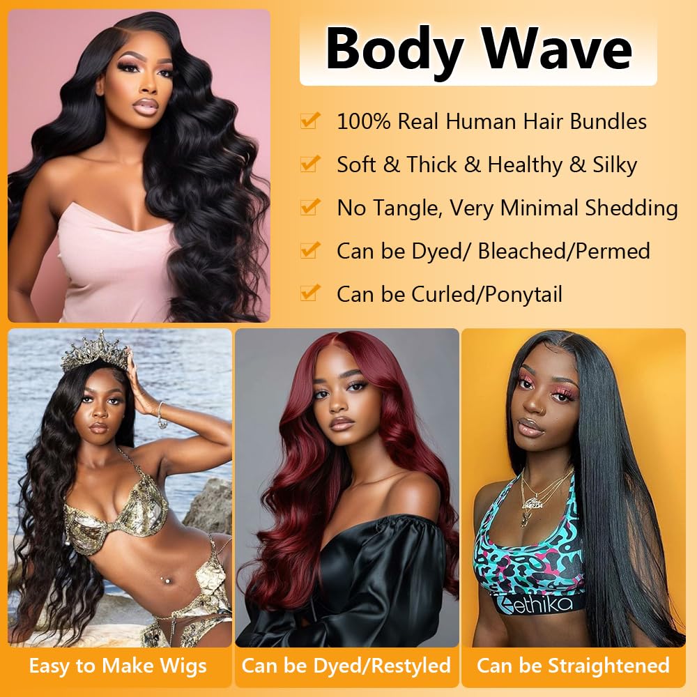 QTHAIR body wave bundles close-up, showing silky shine and healthy ends.