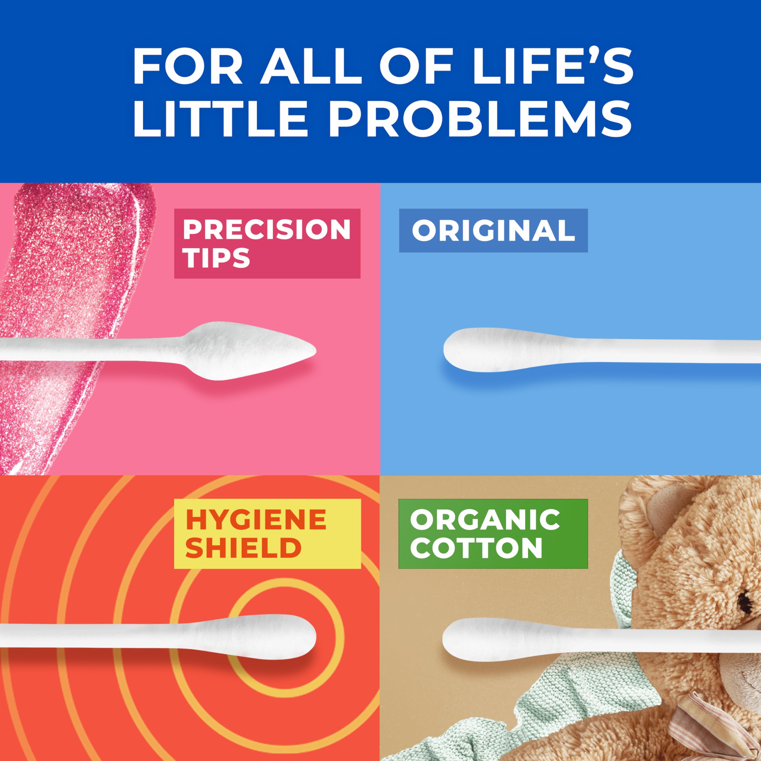 Q-tips Beauty Rounds display with premium cotton pads