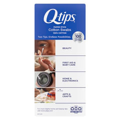 Close-up of soft cotton tips on Q-tips swabs for gentle tasks