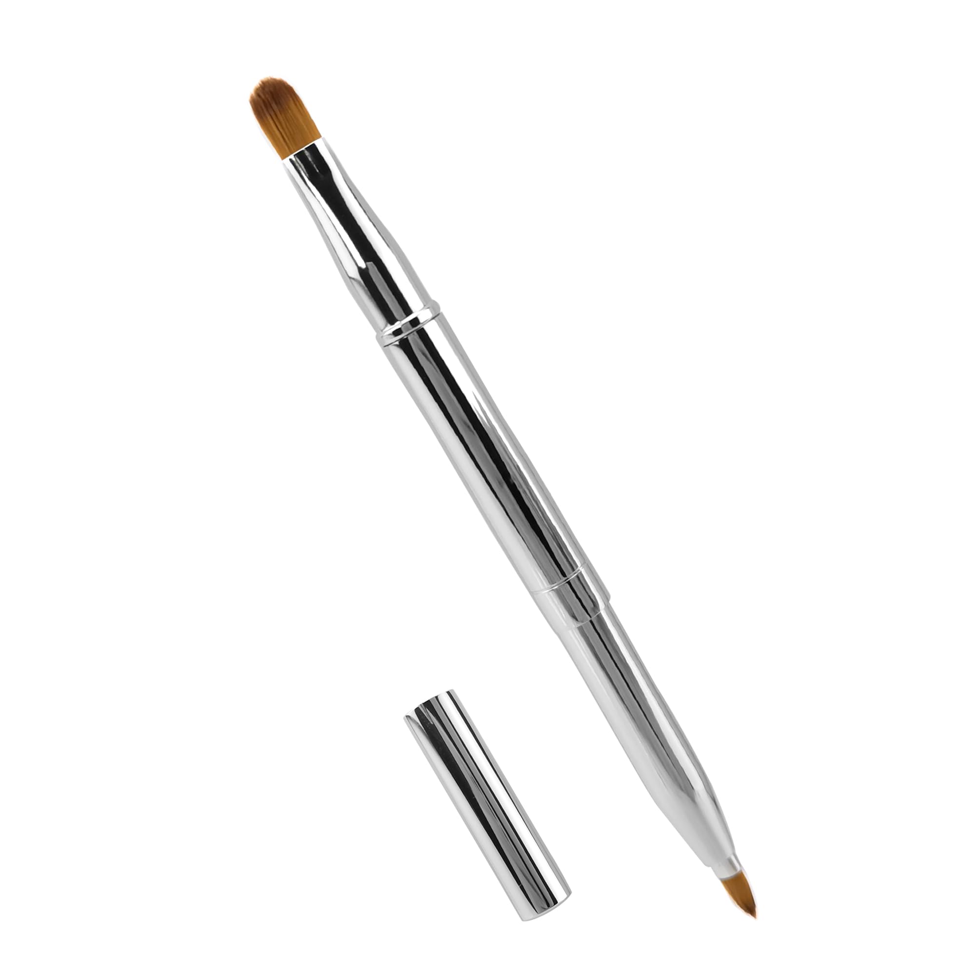 Quacc double-ended lip makeup brush in its case shows portable design for on-the-go beauty