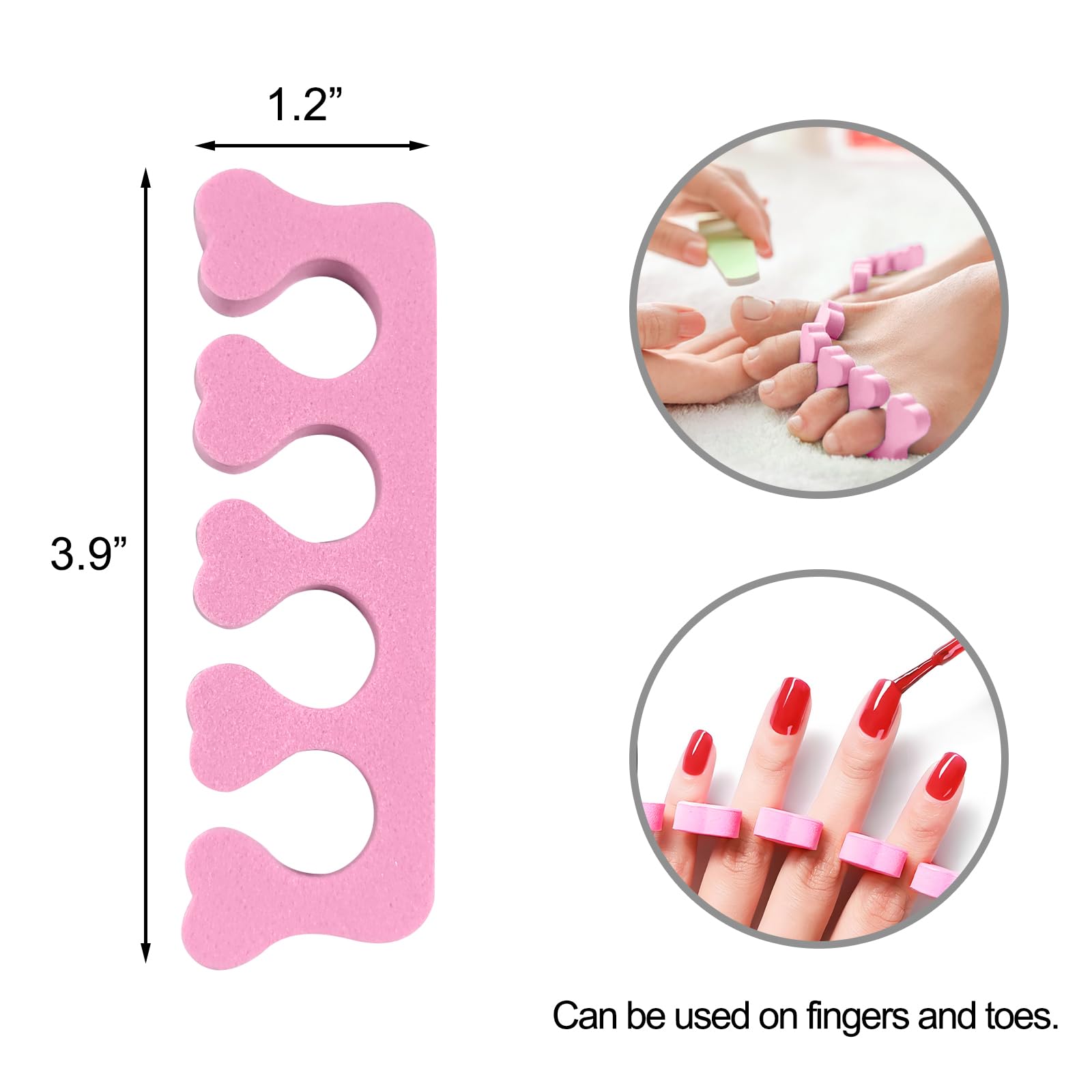 Close-up of Quacc pink toe dividers showing sponge texture and flexibility