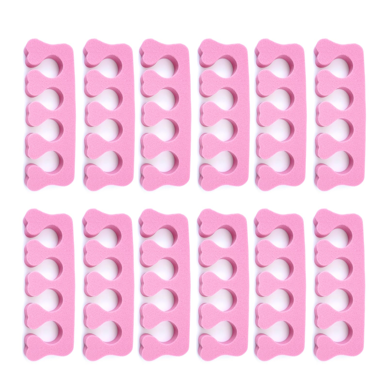 Quacc sponge toe separators with pink heart design, close view highlighting soft material