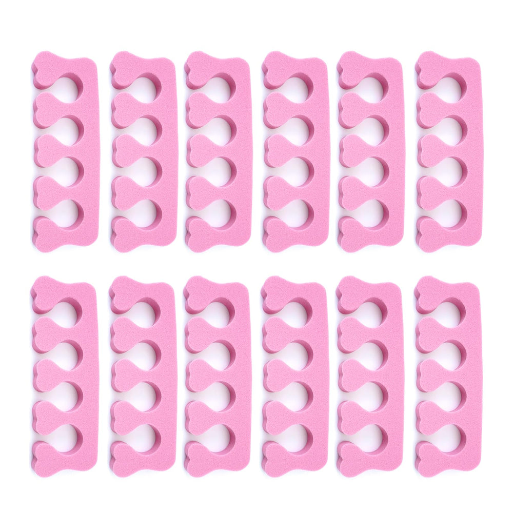 Quacc sponge toe separators with pink heart design, close view highlighting soft material