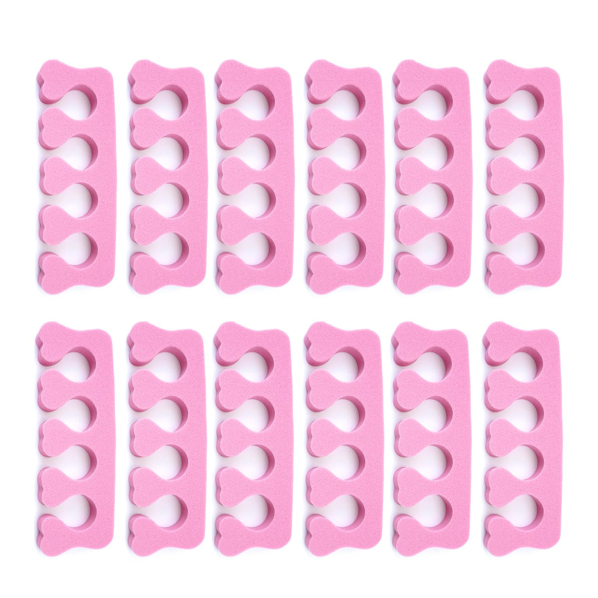Quacc sponge toe separators with pink heart design, close view highlighting soft material