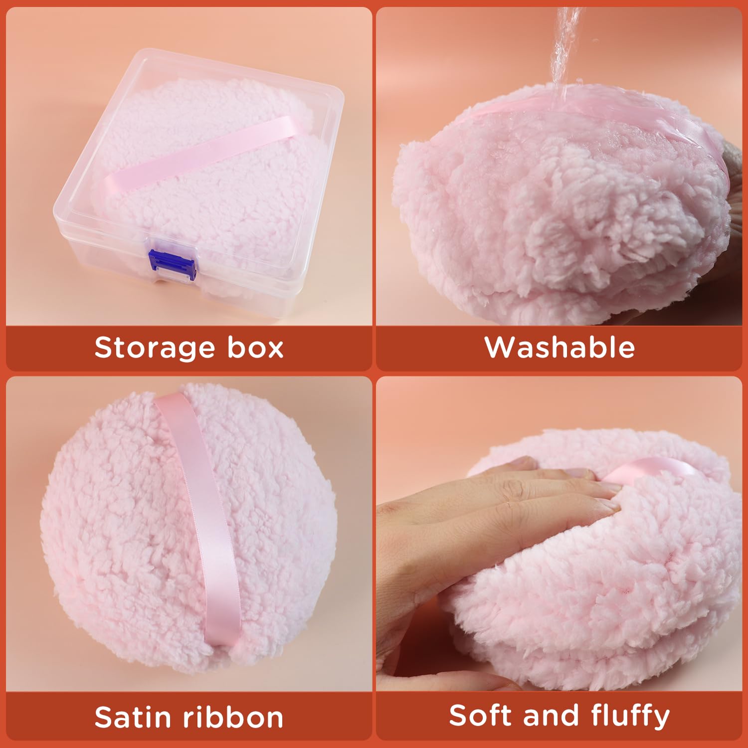 Quadafy oversized puff helps quick, even coverage during routines.