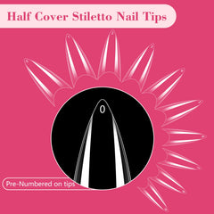 Quaferen 10 sizes stiletto tips labeled for easy selection.