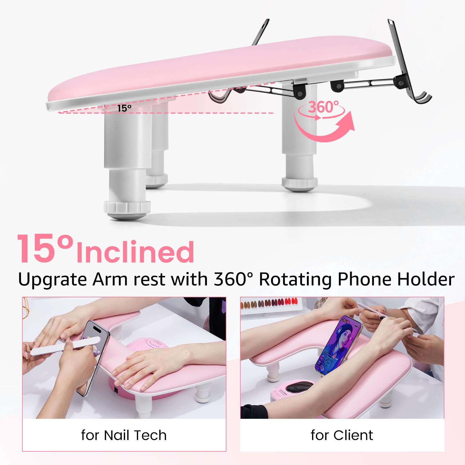 Quaferen arm rest slip-free base with silicone pads prevents wobble on any table