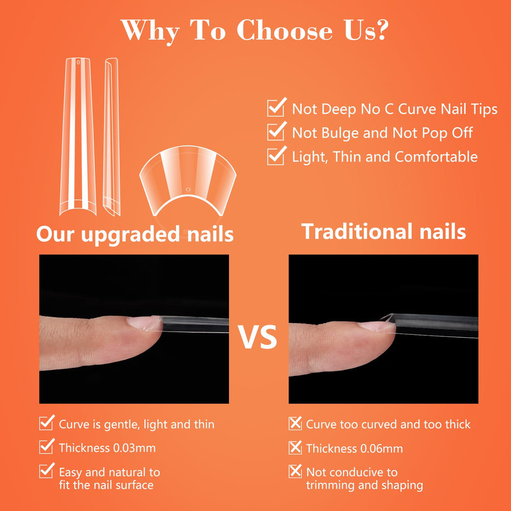 Easy application steps with glue and lamp for faster manicures.