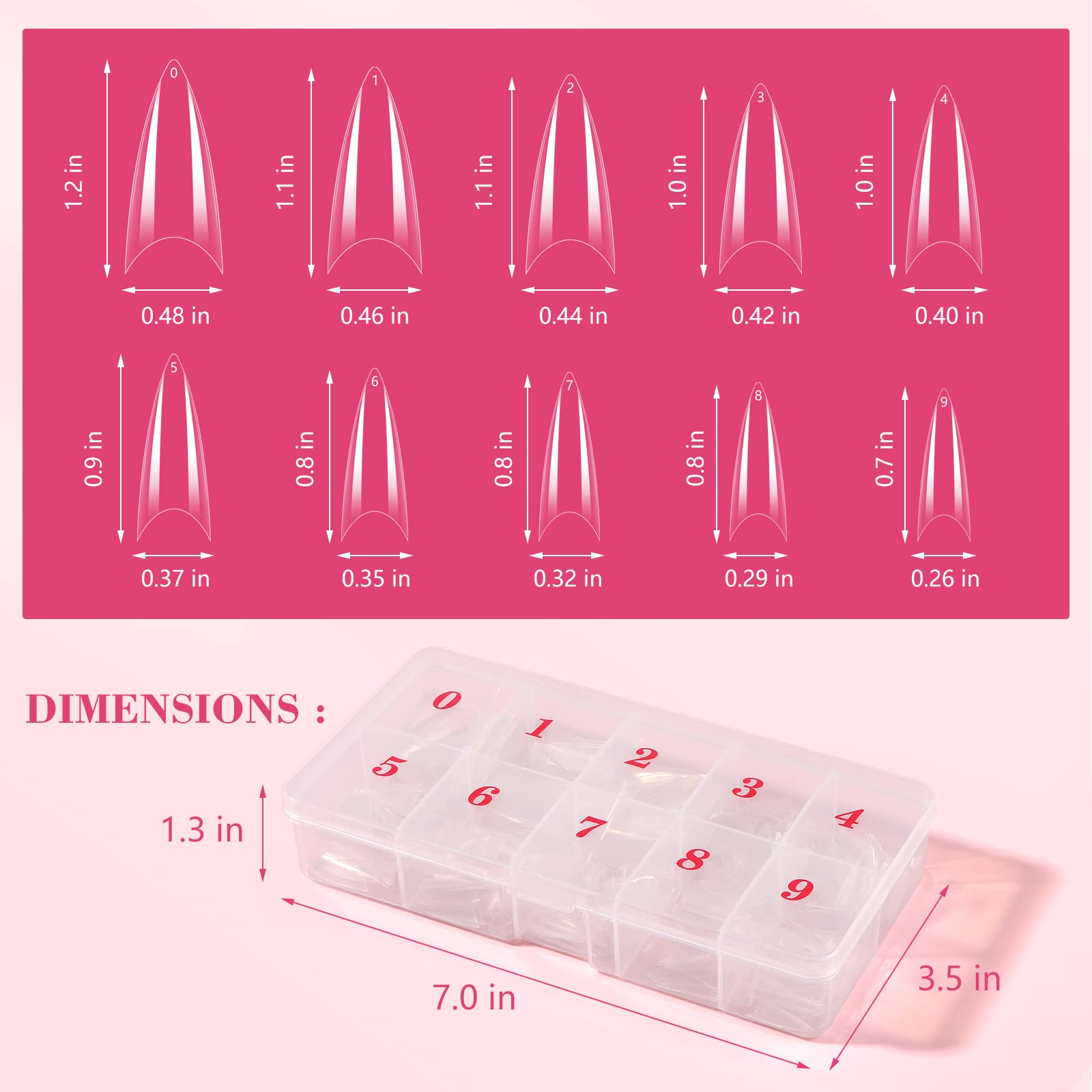Quaferen long-lasting tips suitable with glue, gel, or acrylic.