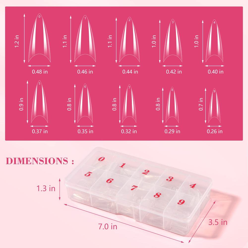 Quaferen long-lasting tips suitable with glue, gel, or acrylic.
