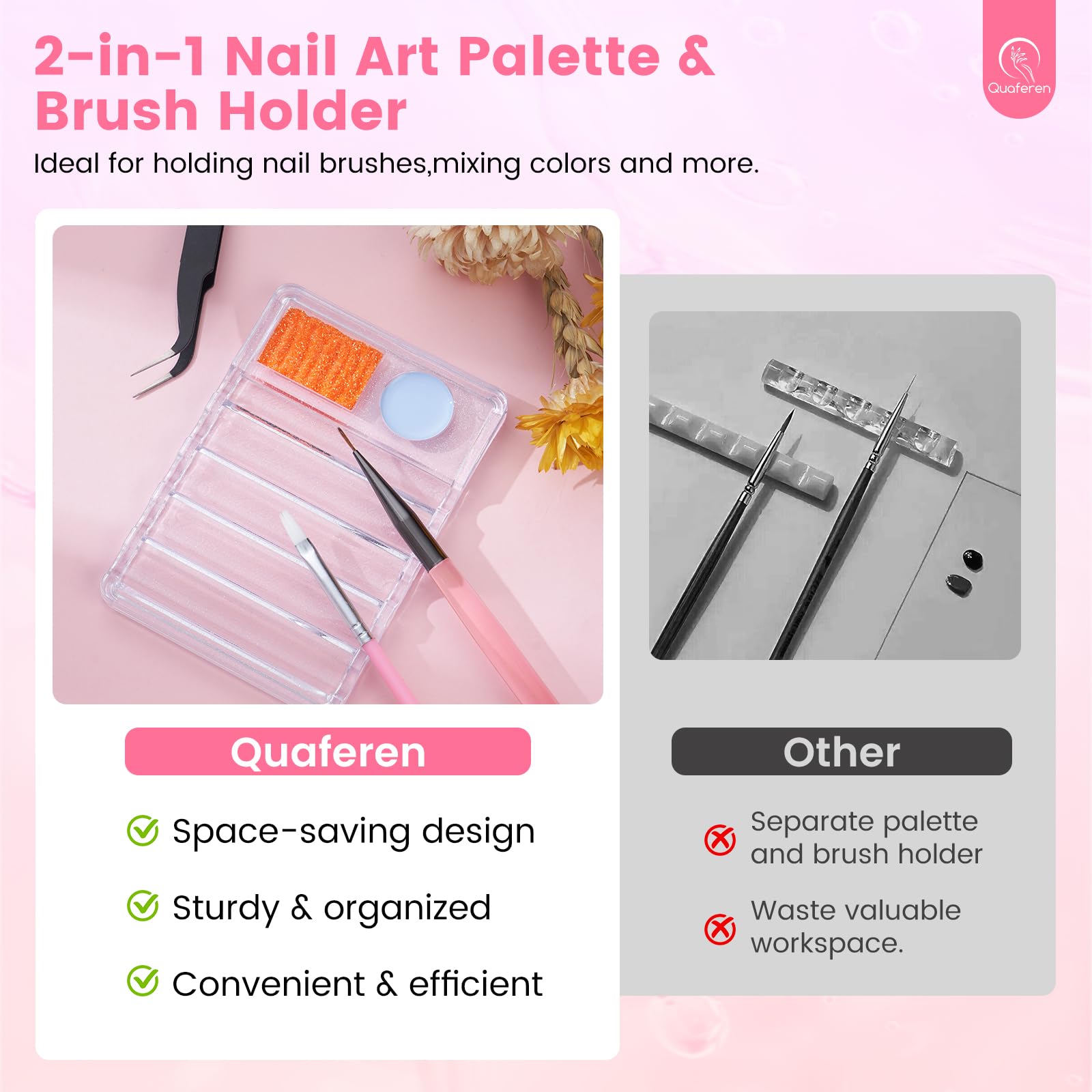 Quaferen magnetic nail stands in action for stable work surface.
