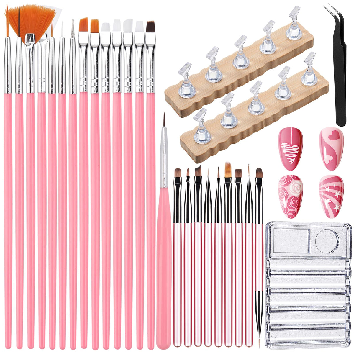 Quaferen 39-piece nail brush set shown in box view for home setup.