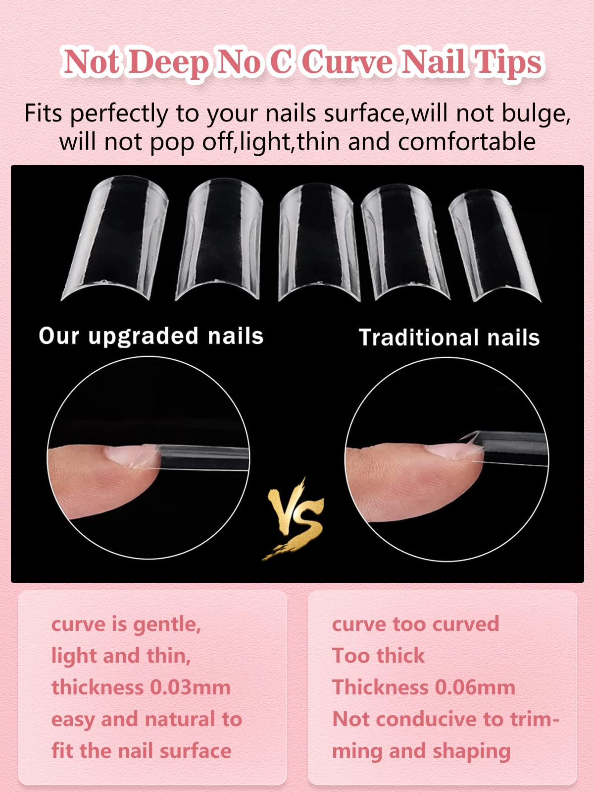 Quaferen soft resin nail tips are durable and flexible for comfortable wear.