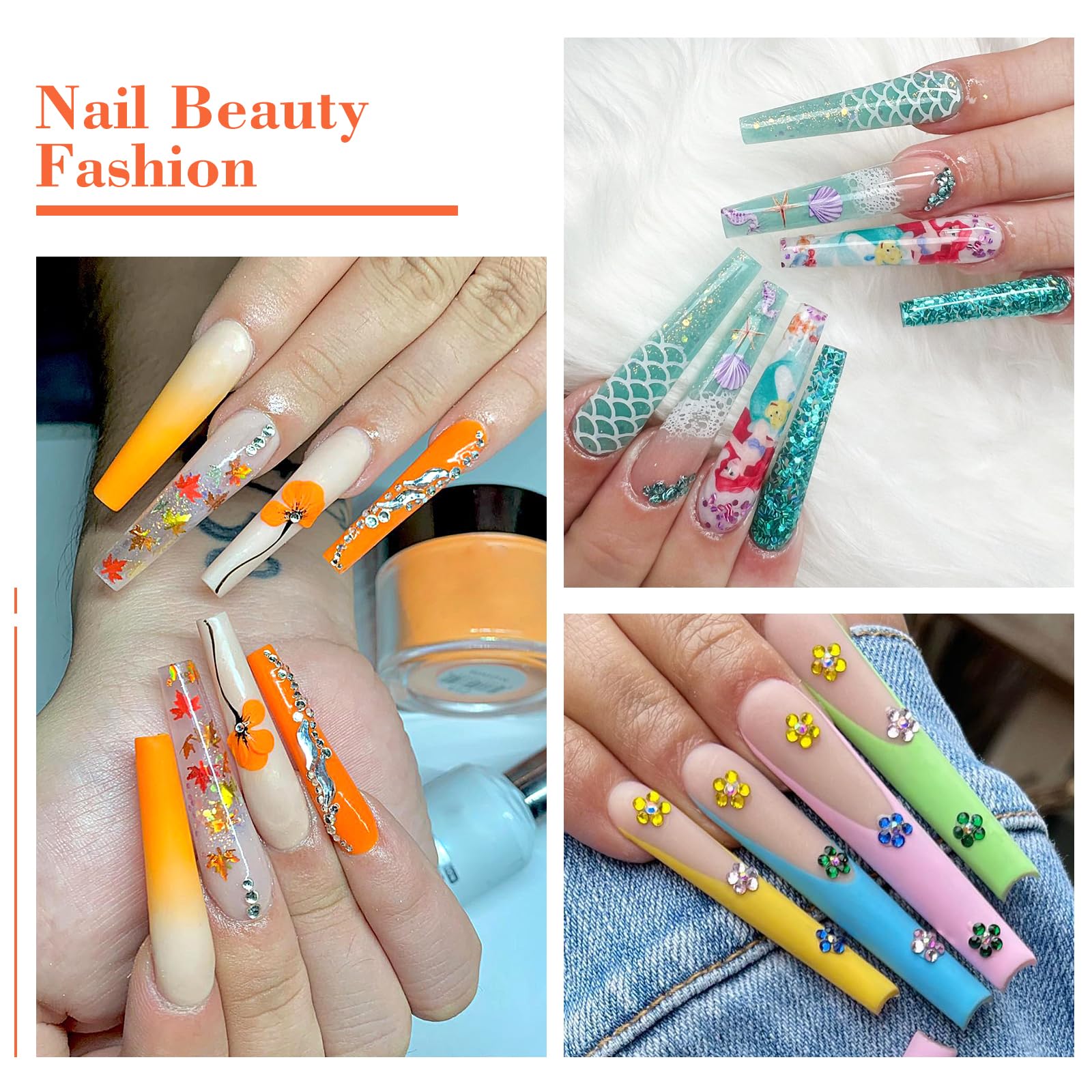 Perfect for weddings and parties with dramatic coffin nail looks.
