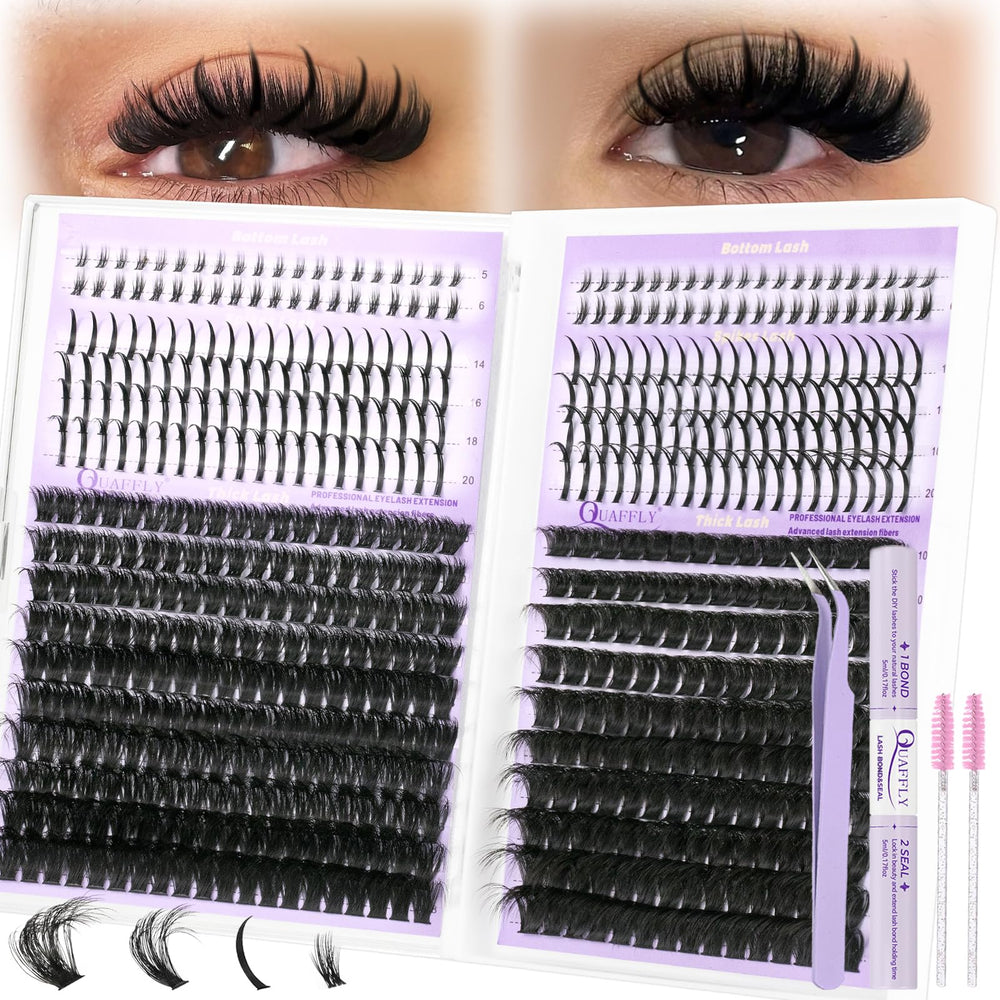 QUAFFLY DIY lash extension kit 100D lashes for dramatic at-home volume.