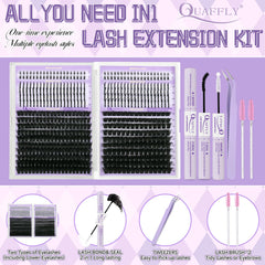 QUAFFLY DIY lash extension kit 150D lashes for fuller, layered looks.