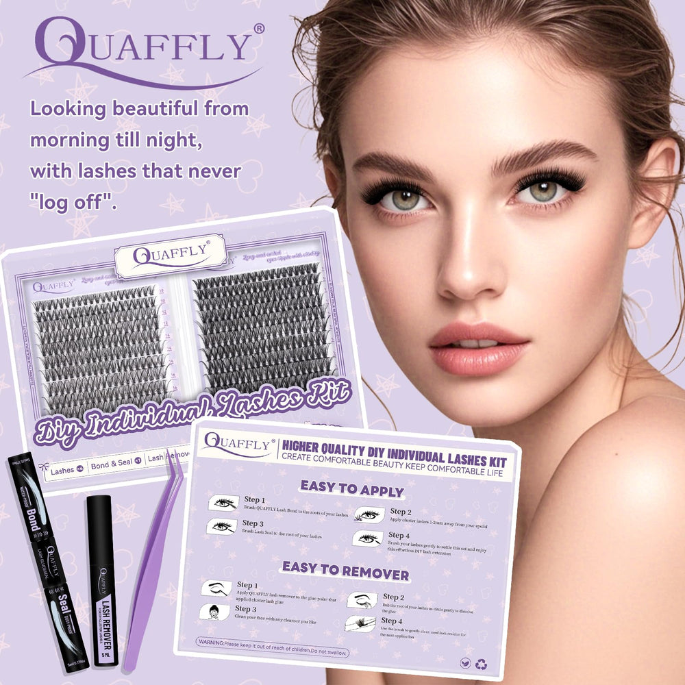 QUAFFLY Lash Extension Kit glue bottle emphasizes reliable bonding