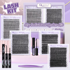 QUAFFLY Lash Extension Kit lashes varieties display options from natural to dramatic