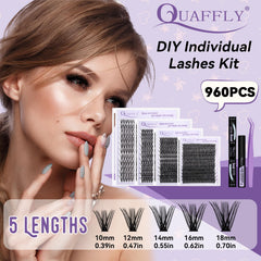 QUAFFLY Lash Extension Kit tweezers closeup highlights precise placement tool