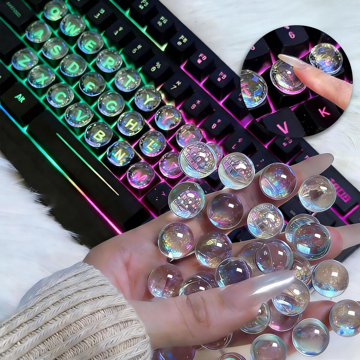 Pegatinas Quafochi para teclado con vidrio transparente mejoran la visibilidad.