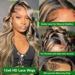 Quandian body wave ombre wig with 180 density for full natural-looking volume
