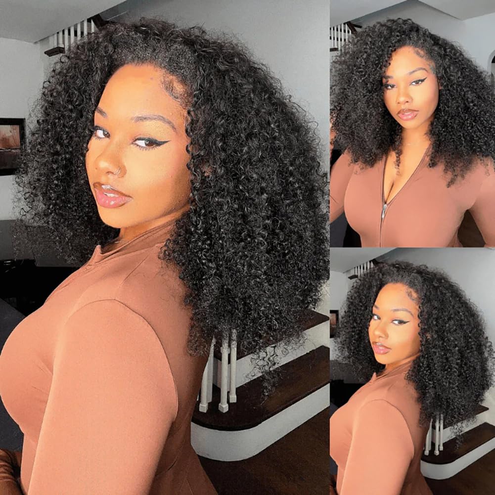 QUANDIAN Kinky Curly Half Wig 20-Inch back view reveals full, even density.