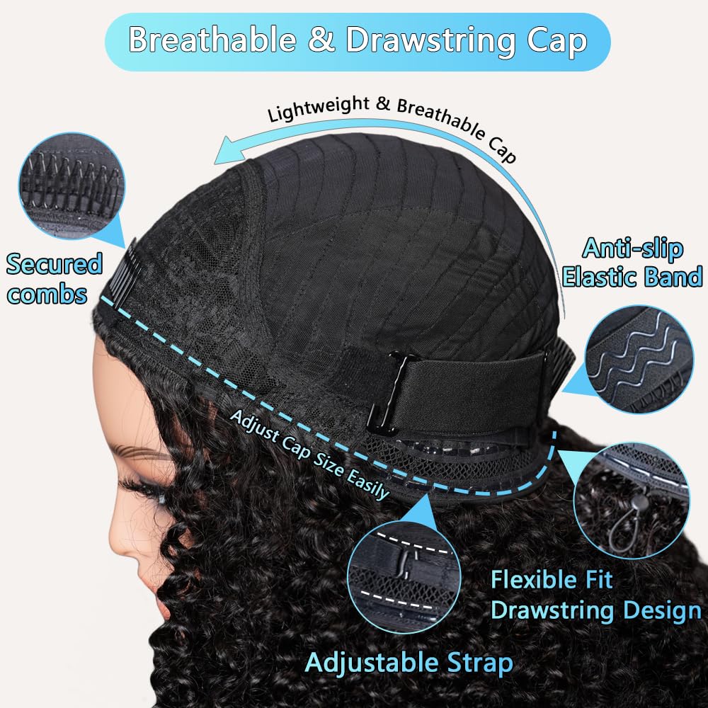 QUANDIAN Kinky Curly Half Wig 20-Inch density showcase emphasizes voluminous, natural-looking hair.
