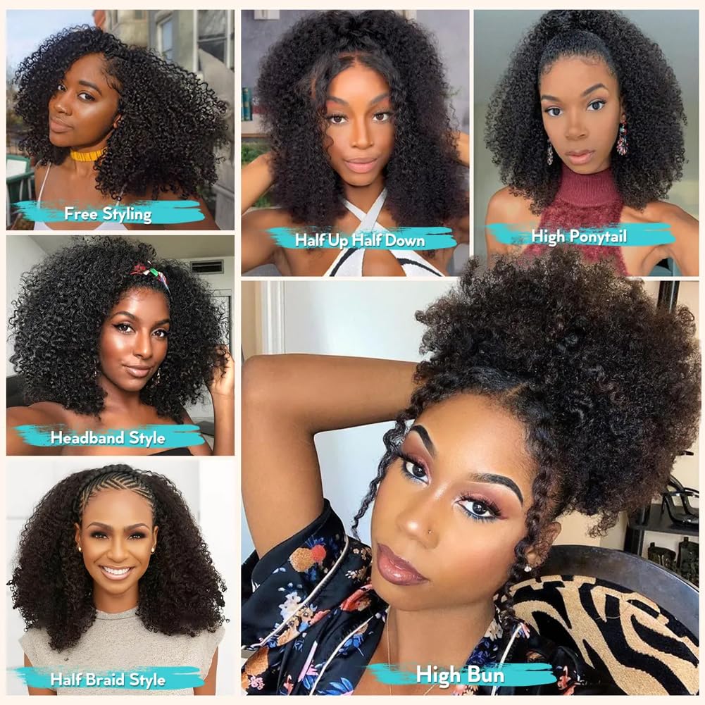QUANDIAN Kinky Curly Half Wig 20-Inch in-action flip demonstrates quick, effortless styling.