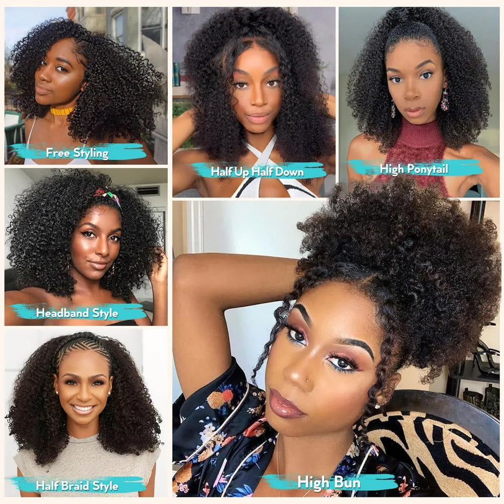 QUANDIAN Kinky Curly Half Wig 20-Inch in-action flip demonstrates quick, effortless styling.