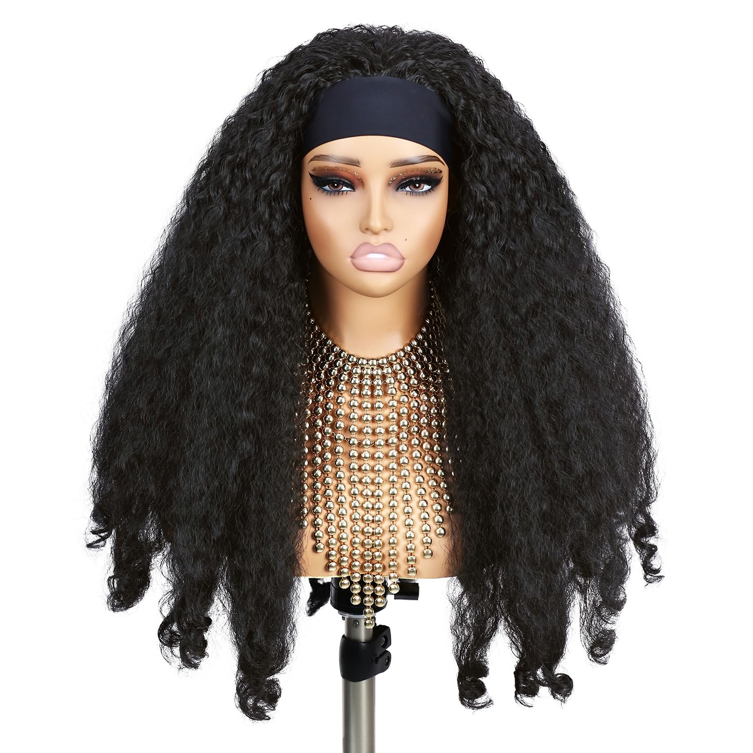 Quantum Love glueless headband wig with magic tape for quick, secure styling