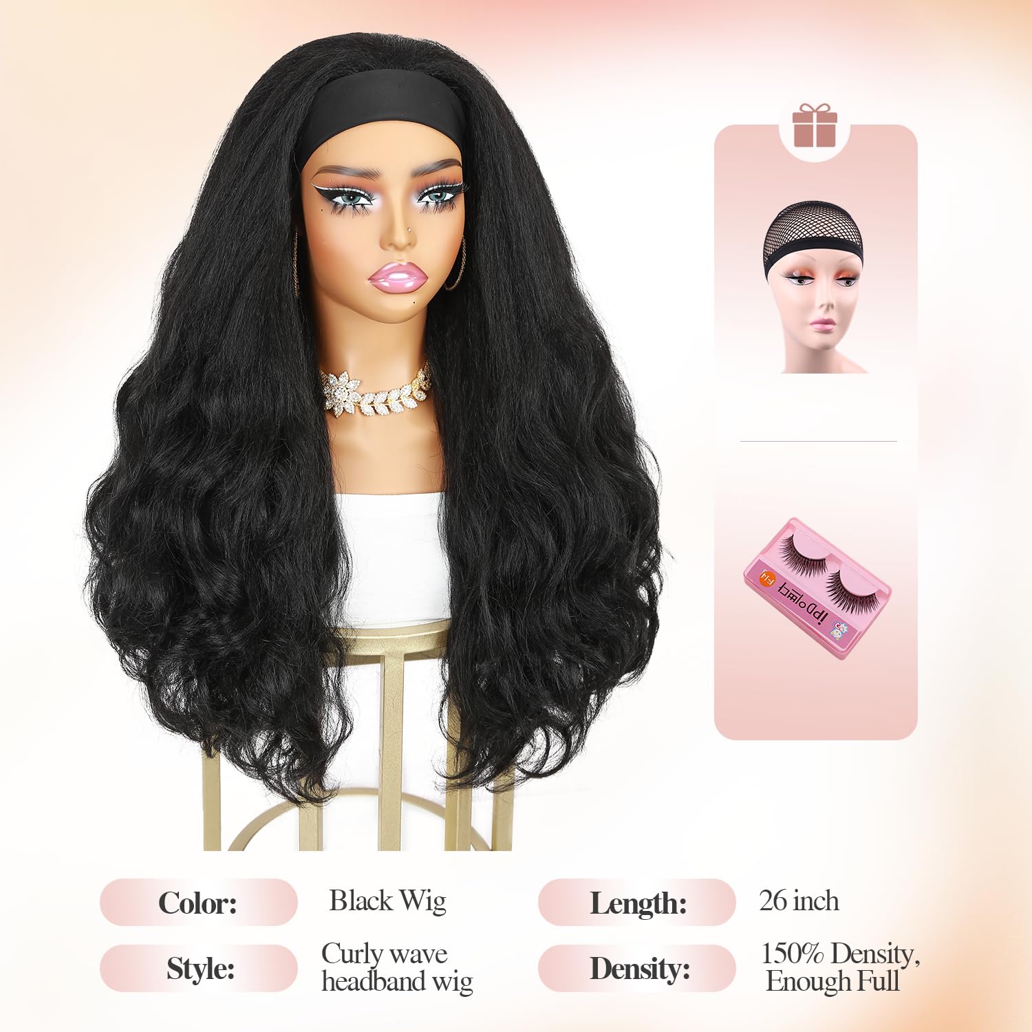 Quantum Love Yaki Curly Headband Wig soft texture closeup.