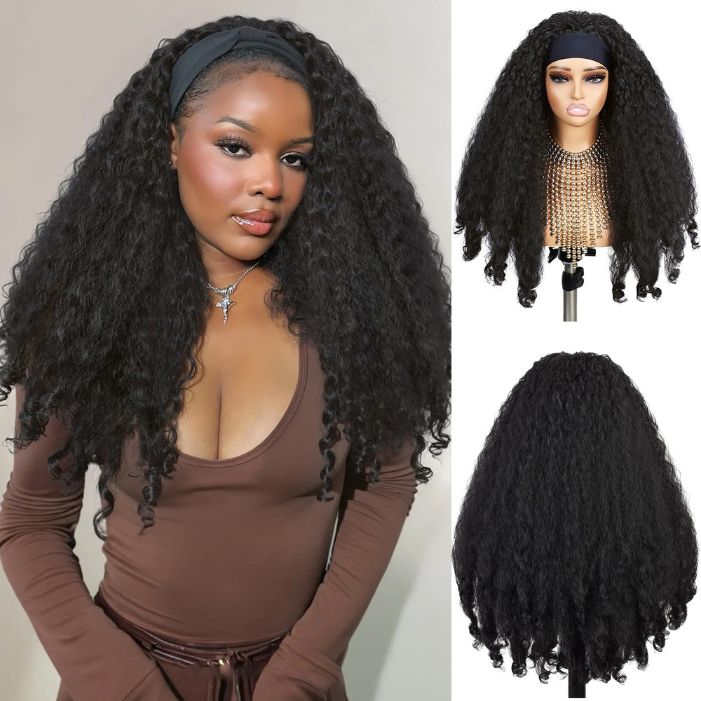 Quantum Love Yaki Curly Headband Wig 24inch blends naturally for everyday wear