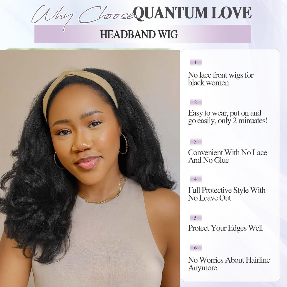 Quantum Love Yaki Curly Headband Wig suitable for all occasions