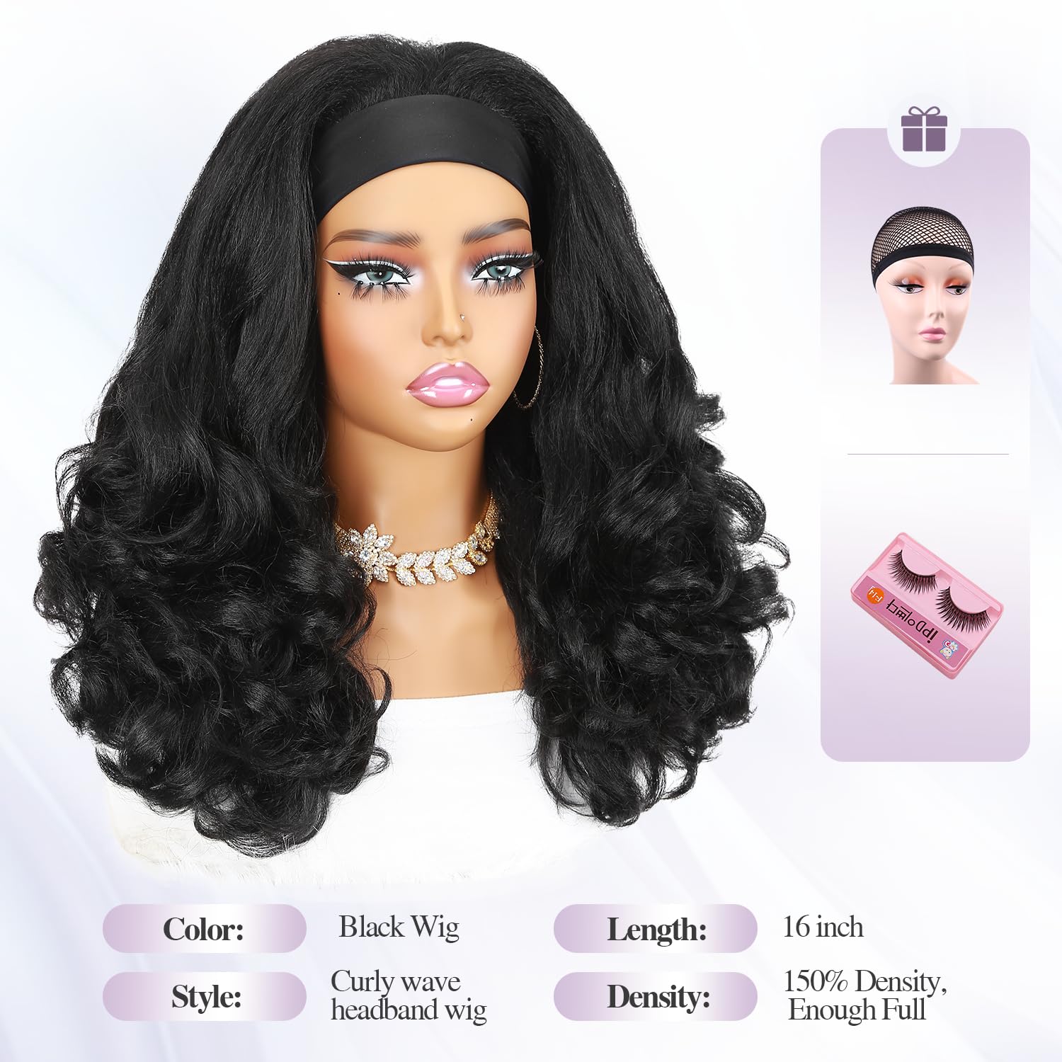 Quantum Love Yaki Curly Headband Wig heat-resistant fiber feel natural and soft