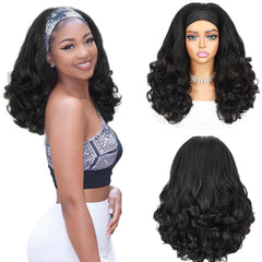 Quantum Love Yaki Curly Headband Wig natural hairline close-up for easy glueless wear