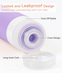 Quatish cross-orifice cap dispenses precise amount for travel.