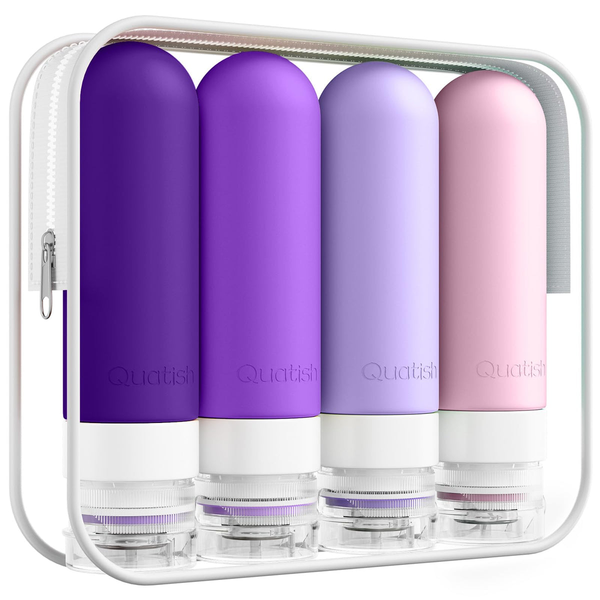 Quatish travel bottles leakproof 3oz lid keeps liquids secure in luggage