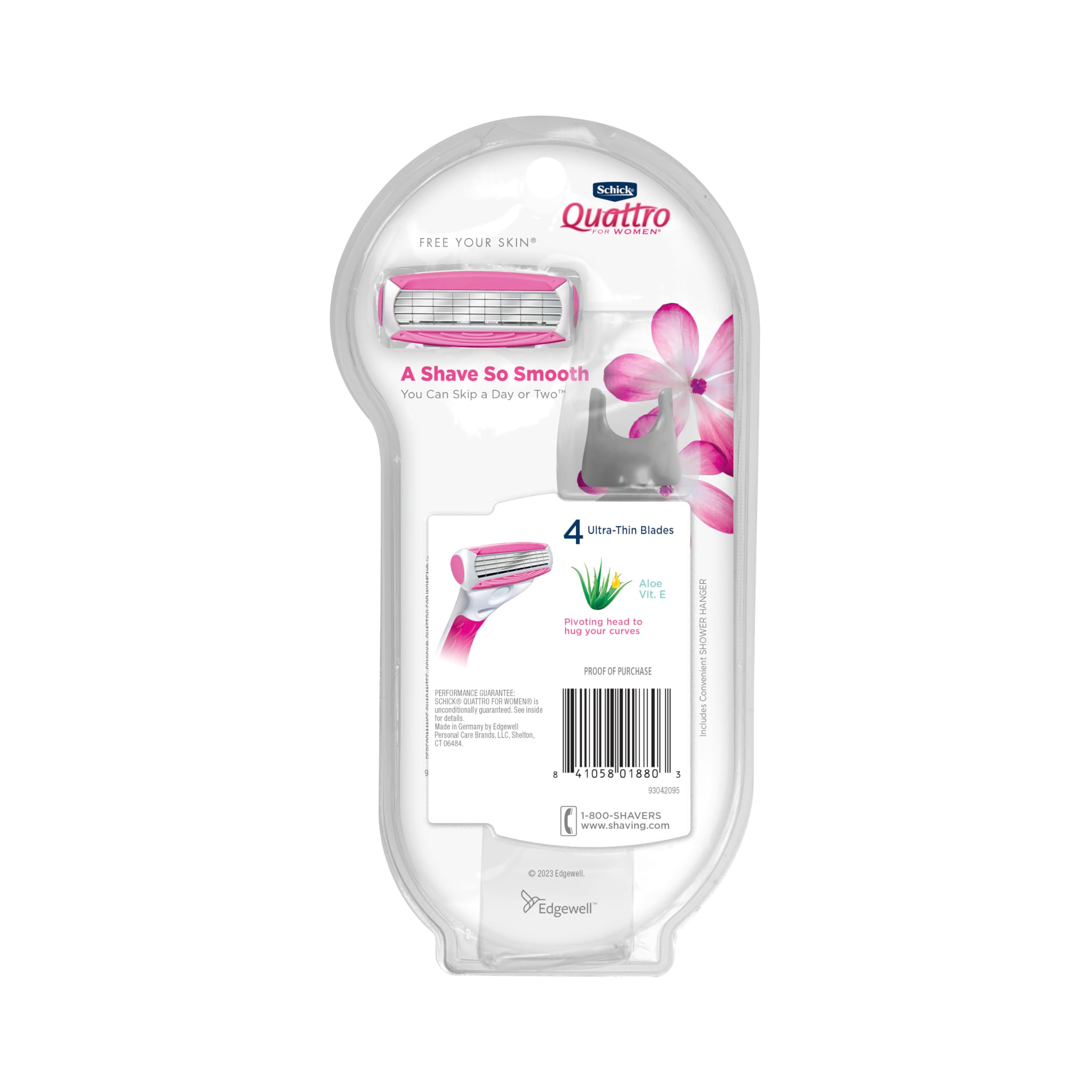 Quattro for Women aloe and vitamin E strips nourish skin during each stroke.