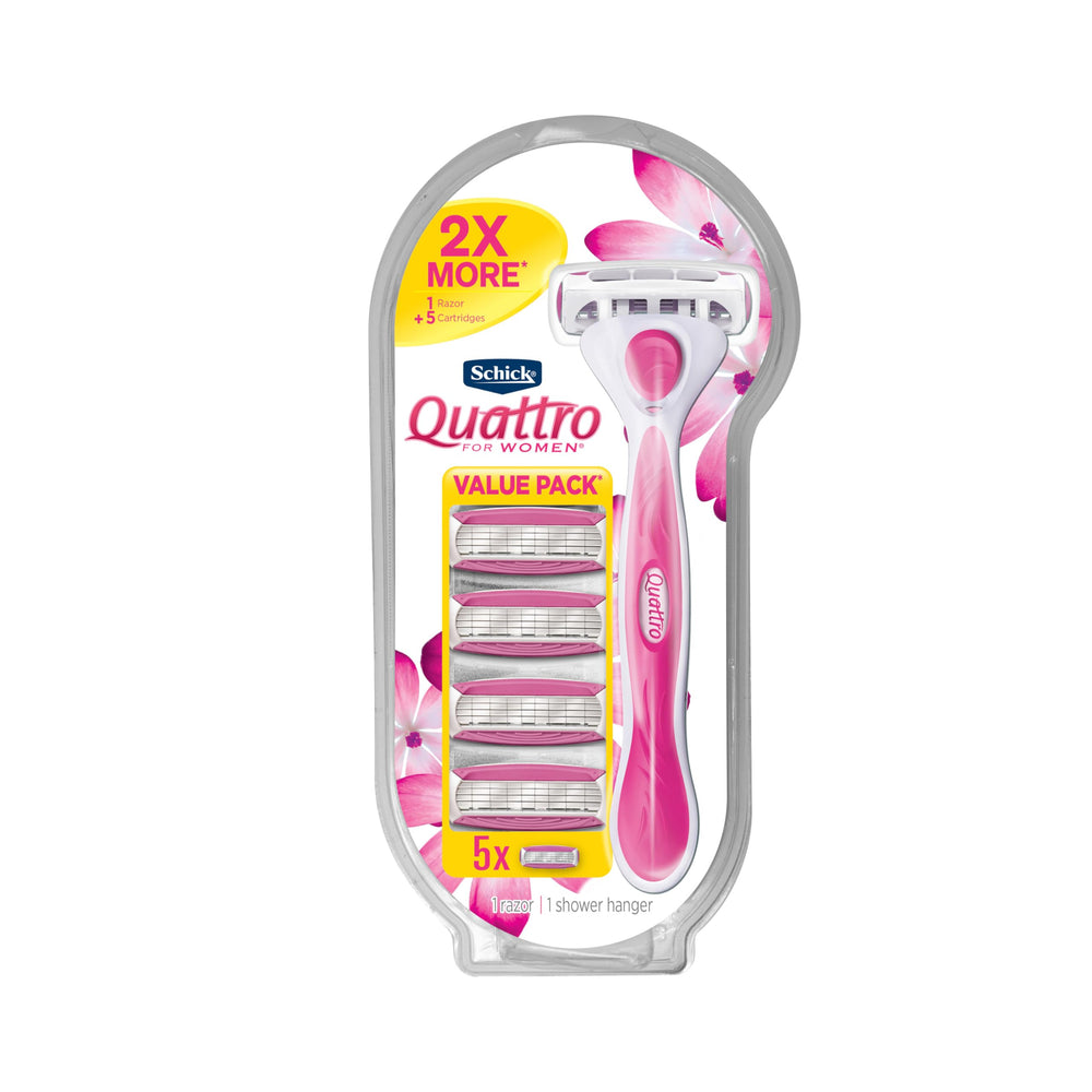 Quattro for Women razor handle with ergonomic grip for precise control.