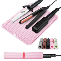 Quccefods large silicone mat under hair tools protecting the countertop and workspace