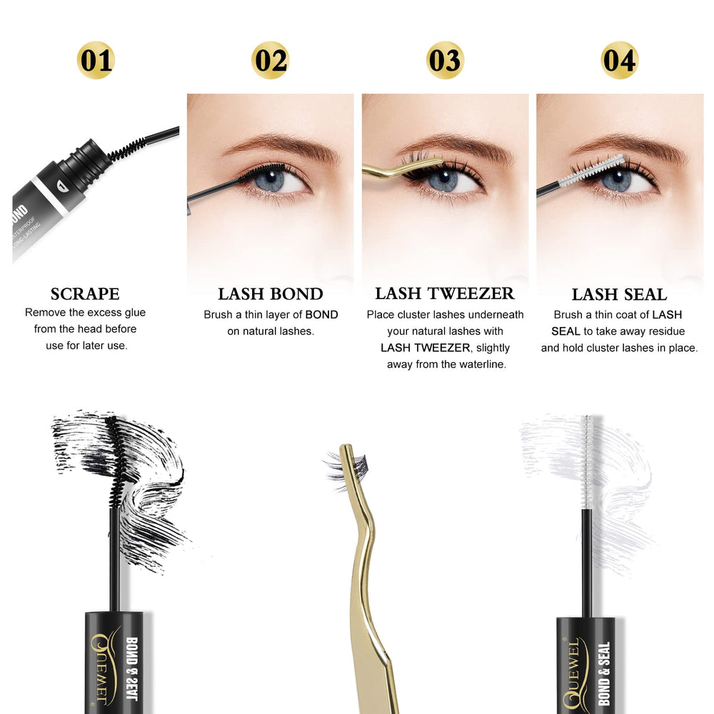 QUEWEL Bond & Seal works with cluster and strip lashes