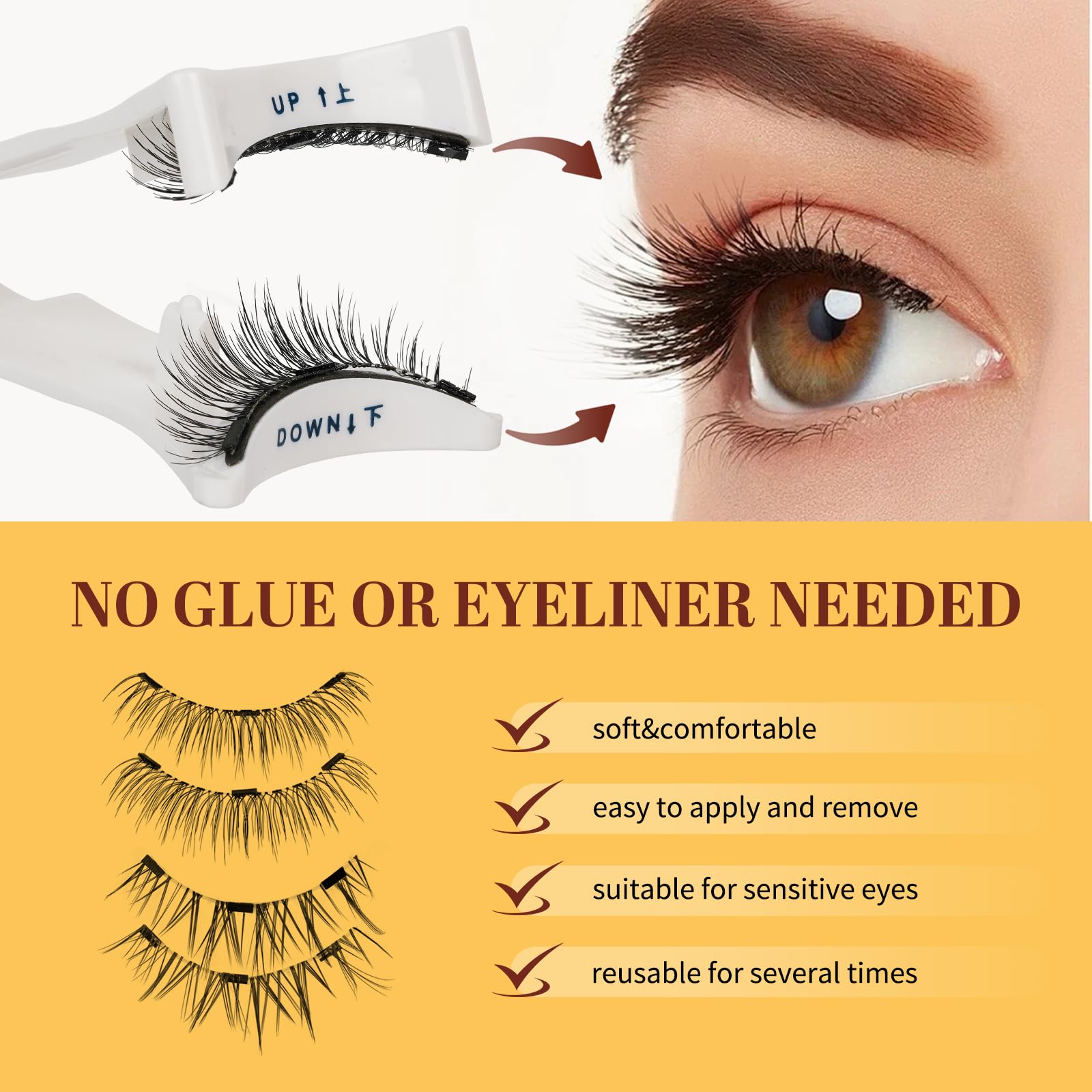 QUEWEL lashes being applied by hand, time-saving grafting for flexible layouts.